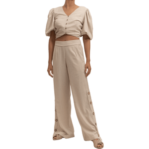 Pantalon con Botones Beige