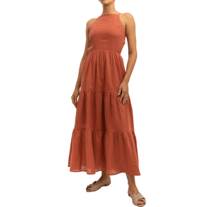 Vestido Cuello Halter Terracota