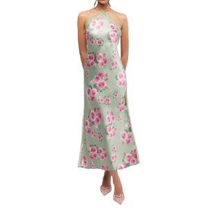 Lace Halter Maxi Dress Sage Multi