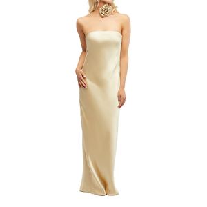 Strapless Silky Maxi Dress Wheat