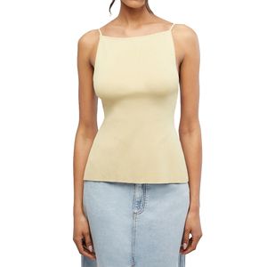 High Straight Neck Top Wheat