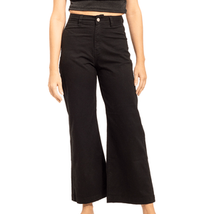 High Waist Wide Leg Chino Negro