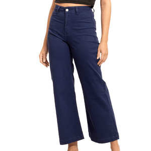 High Waist Wide Leg Chino Azul