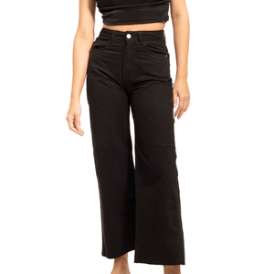Mid Waist Wide Leg Jeans Negro