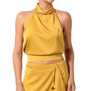 Blusa Cuello Alto Mostaza