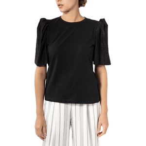 Camisa Mangas Eyelet Negro