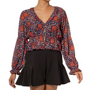 Top Mini Peplum Azul Print