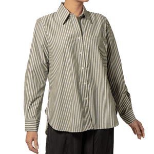 Camisa ML Abotonada Rayas Verde