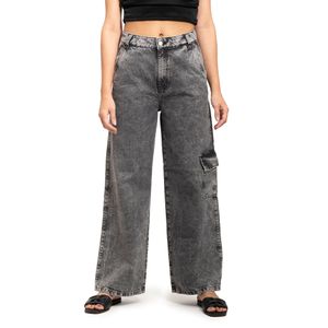 Jean Cargo Wide Leg Negro