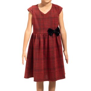 Vestido Tartan Cuello Redondo Rojo