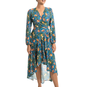 Vestido Manga Larga Turquesa