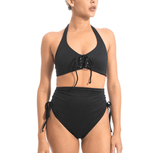 Ribbed Black Bikini