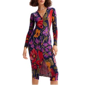 Vestido midi de punto floral