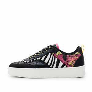 Sneakers plataforma patch Negro