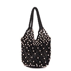 Bolso Tejido Piedras Negra