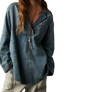 Top Pullover Woven Peyton Denym Indigo