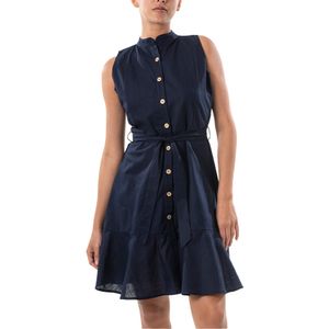 Vestido Mao Lino Azul