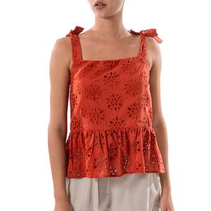 Top Ruffle Eyelet Naranja