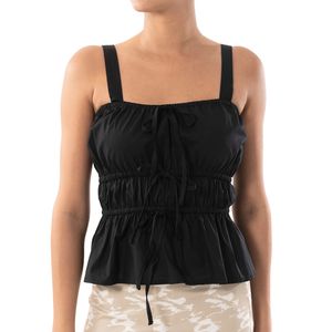 Bow Top Tirantes Fruncido Negro