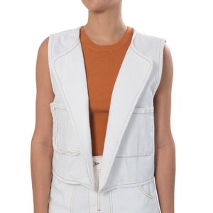 Denim Vest Bolsillos Frontales