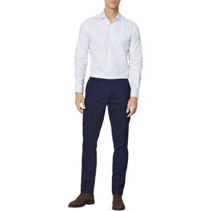 Camisa Fine Melanges Strip Blanco Celeste