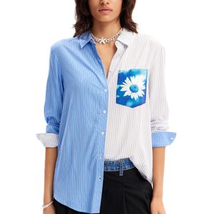 Camisa Flower Pocket Royal