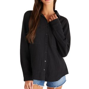 Kaili Button Up Gauze Top Negro