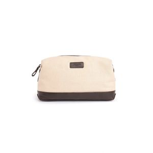 Leather Oxford Wash Bag Taupe Café