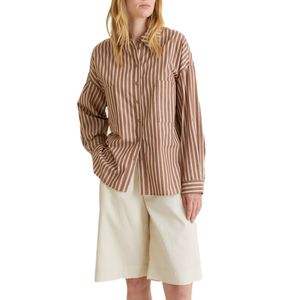 Camisa Algodon Bolsillos Yerse Rayas Chocolate
