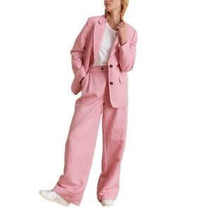 Pantalón Traje Lino Yerse Rosa