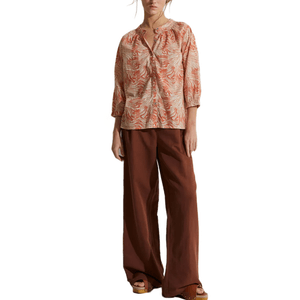 Camisa Algodon Orgánico Estampada Yerse Naranja