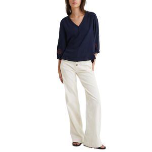 Pantalón Denim Wide Leg Yerse Ecru