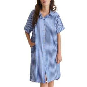 Vestido Camisero Algodon Yerse Rayas Azul