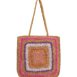 Maxi Bolso Rafia Multicolor Yerse Fucsia