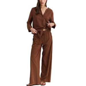 Pantalones Algodon y Lino Yerse Marron