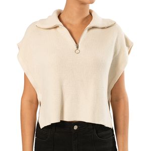 Top Cuello Alto Cierre Beige