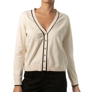 Cardigan Contraste Beige Negro