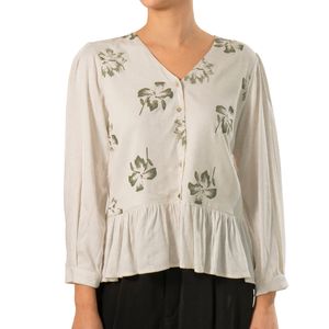 Blusa Ruffle Print Blanca