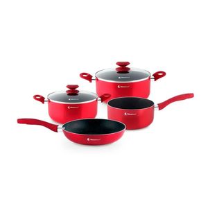 Induccion set cocina satin 6pcs rojo