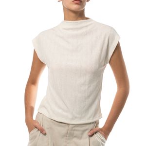 Blusa Cuello Alto Beige