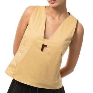 Top V Neck Poplin Kaki