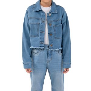 Denim Jacket Cropped Azul