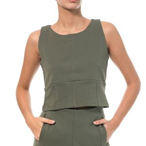 Top Pinzas Verde Olivo