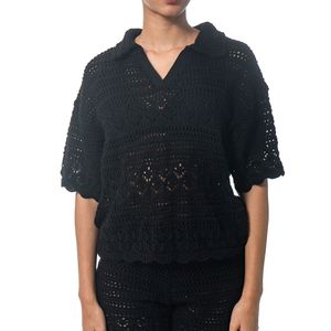 Camisa Polo Tejida Negra