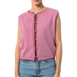 Top Abierto con Botones Rosa