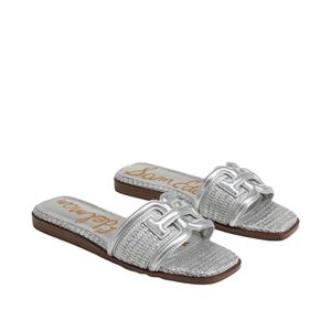 Sandalia Irina Slide Plata Rafia