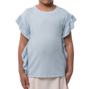 Camiseta Tejida con Vuelos Celeste