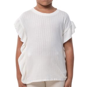 Camiseta Tejida con Vuelos Blanco