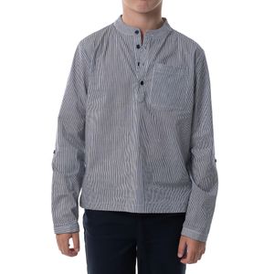 Camisa Cuello Mao Rayas Azul Bl