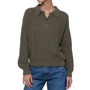 Sweater Tipo Polo Verde Oliva